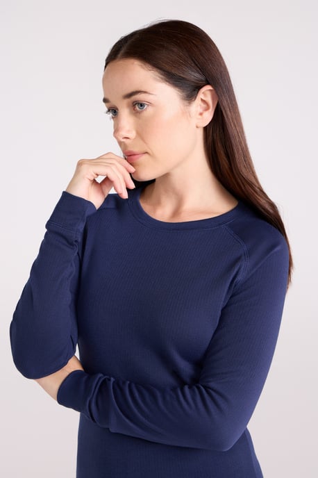 'Talus' Women's Long Sleeve Top Quick Dry Round Neck Thermal Base Layer Navy - Image 6