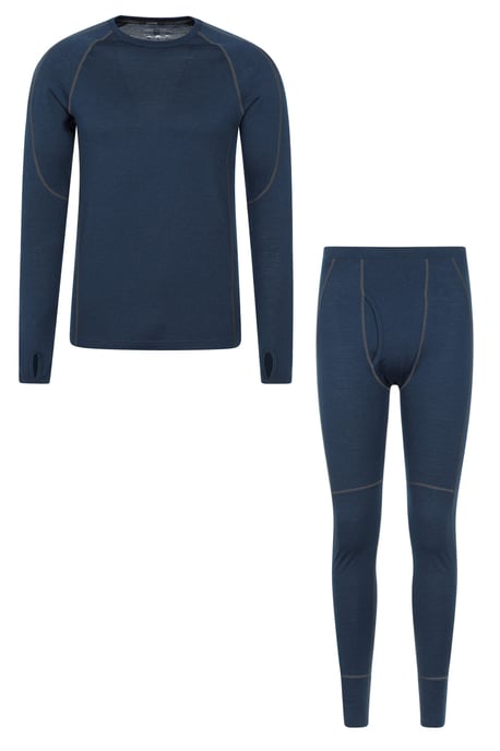 'Asgard' Men's Merino Top & Pant Set Quick Drying Walking Skiing Activewear Dark Blue - Image 5