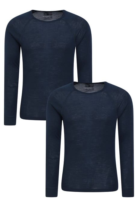 Men's Merino Base Layer Top IsoTherm Breathable Everyday Sweater - Pack of 2 Navy - Image 1