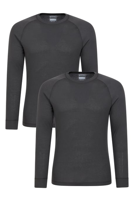 'Talus' Men's Thermal Base Layer Gym Top Long Sleeve Moisture Wicking - Pack of 2 Charcoal - Image 1