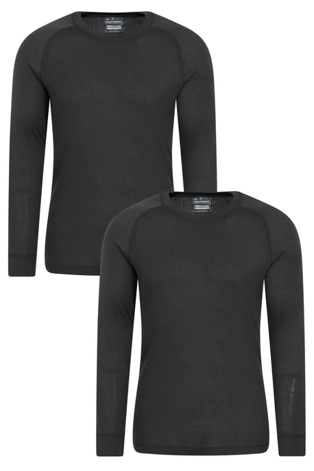 'Talus' Men's Thermal Base Layer Gym Top Long Sleeve Moisture Wicking - Pack of 2 Dark Grey - Image 1