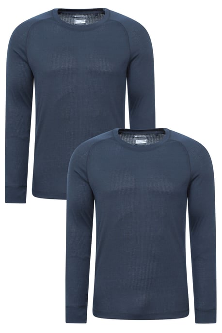 'Talus' Men's Thermal Base Layer Gym Top Long Sleeve Moisture Wicking - Pack of 2 Navy - Image 1