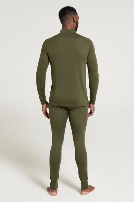 'Talus' Men's Base Layer Top Long Sleeve Zip Neck Comfy Thermal Sweater Khaki - Image 3
