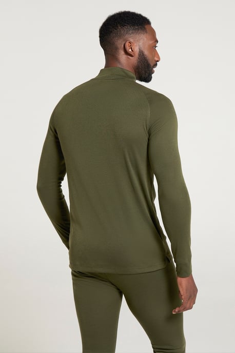 'Talus' Men's Base Layer Top Long Sleeve Zip Neck Comfy Thermal Sweater Khaki - Image 4