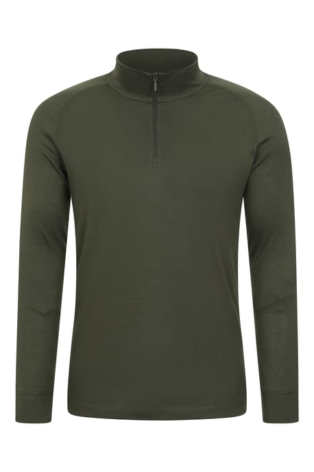 'Talus' Men's Base Layer Top Long Sleeve Zip Neck Comfy Thermal Sweater Khaki - Image 5
