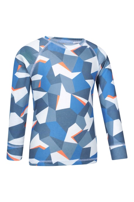 'Talus' Printed Kids Top & Pant Quick Wicking Warm Base Layer Set Blue/Navy - Image 3