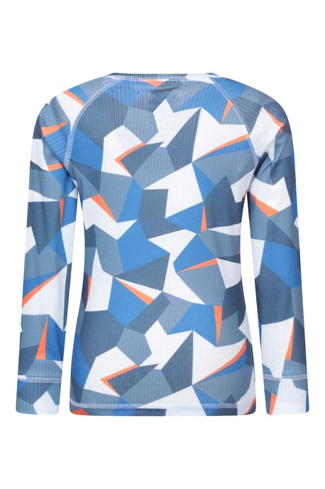 'Talus' Printed Kids Top & Pant Quick Wicking Warm Base Layer Set Blue/Navy - Image 4