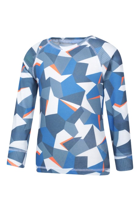 'Talus' Printed Kids Top & Pant Quick Wicking Warm Base Layer Set Blue/Navy - Image 5