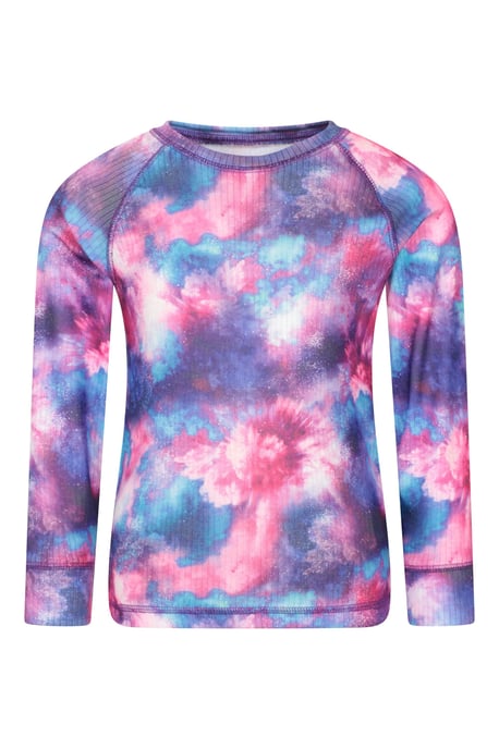 'Talus' Printed Kids Top & Pant Quick Wicking Warm Base Layer Set Purple - Image 2