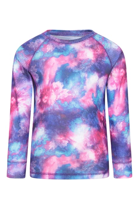 'Talus' Printed Kids Top & Pant Quick Wicking Warm Base Layer Set Purple - Image 2