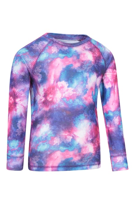 'Talus' Printed Kids Top & Pant Quick Wicking Warm Base Layer Set Purple - Image 3