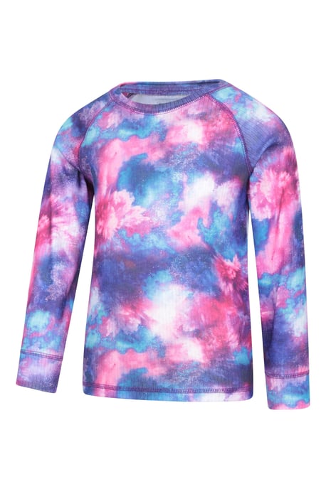 'Talus' Printed Kids Top & Pant Quick Wicking Warm Base Layer Set Purple - Image 5