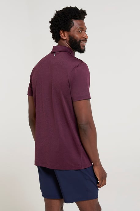'Deuce' Men's Polo IsoCool High Wicking Casual Summer T-Shirt Burgundy - Image 4