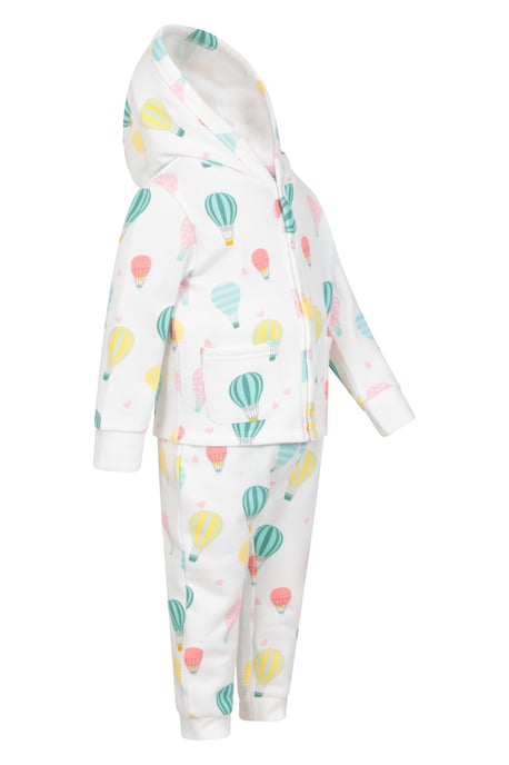 'Baby Cosy' Popper Set with Patch Pockets Lightweight Hoodie Comfy Joggers Cream - Image 2