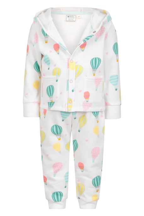 'Baby Cosy' Popper Set with Patch Pockets Lightweight Hoodie Comfy Joggers Cream - Image 5