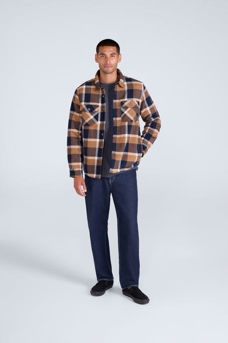 'Tide' Men's Shirt with Front Pockets Fleece Lined Warm Cosy Top Mustard - Image 2