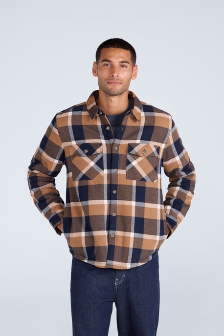 'Tide' Men's Shirt with Front Pockets Fleece Lined Warm Cosy Top Mustard - Image 3