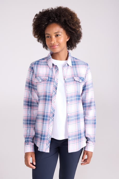 Women's Willow Brushed Flannel Shirt Long Sleeve Breathable Casual Top Off-White - Image 1