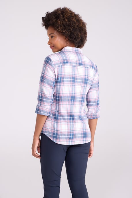 Women's Willow Brushed Flannel Shirt Long Sleeve Breathable Casual Top Off-White - Image 3