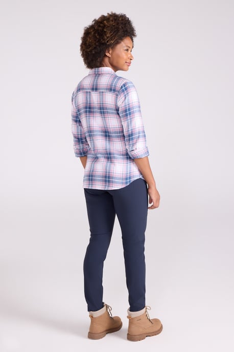 Women's Willow Brushed Flannel Shirt Long Sleeve Breathable Casual Top Off-White - Image 4
