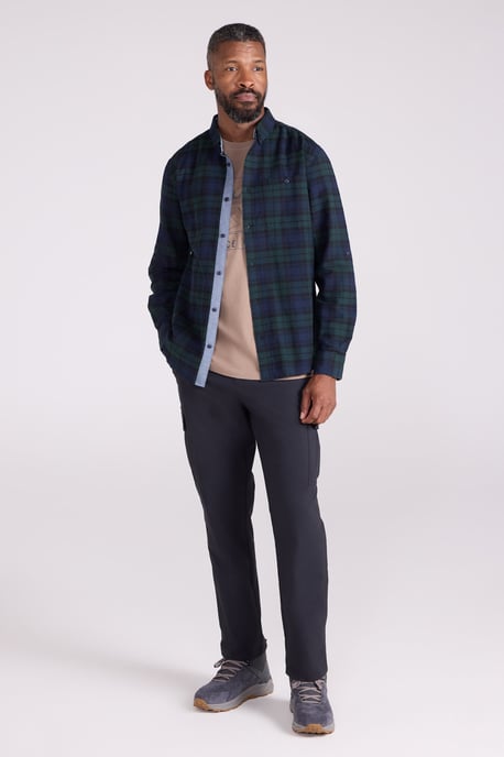 'Driftwood' Check Print Men's Shirt Cotton Long Sleeved Everyday Top Medium Blue - Image 2