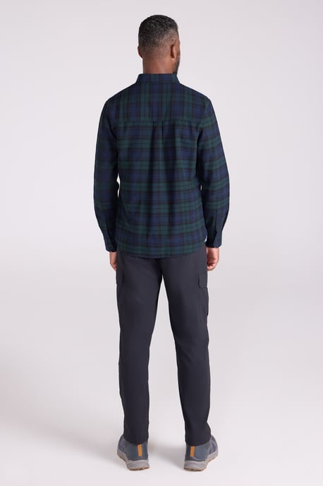 'Driftwood' Check Print Men's Shirt Cotton Long Sleeved Everyday Top Medium Blue - Image 4
