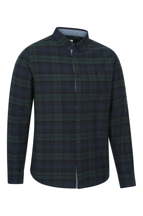 'Driftwood' Check Print Men's Shirt Cotton Long Sleeved Everyday Top Medium Blue - Image 6