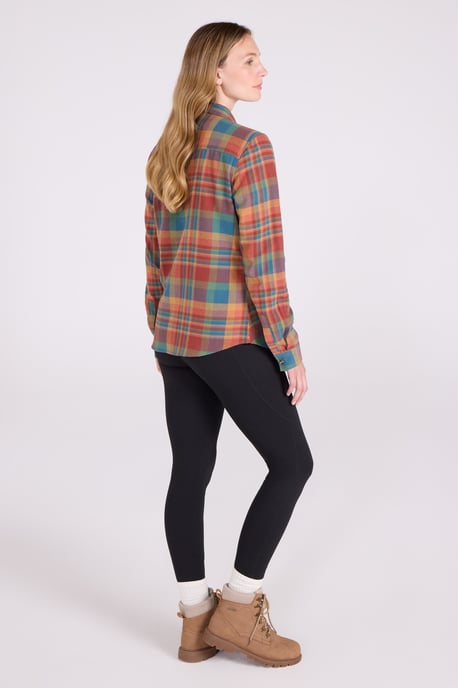 Women's Willow Brushed Flannel Shirt Long Sleeve Breathable Casual Top Orange - Image 4