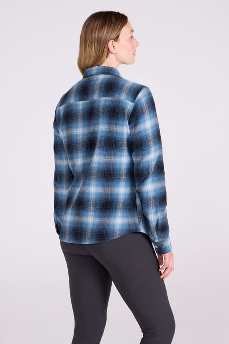 Women's Willow Brushed Flannel Shirt Long Sleeve Breathable Casual Top Dark Blue - Image 4