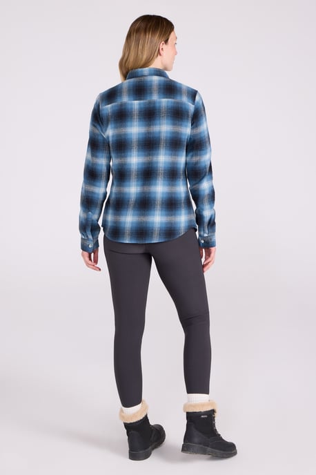 Women's Willow Brushed Flannel Shirt Long Sleeve Breathable Casual Top Dark Blue - Image 5