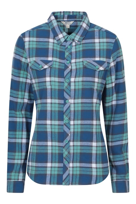 Women's Willow Brushed Flannel Shirt Long Sleeve Breathable Casual Top Blue - Image 1