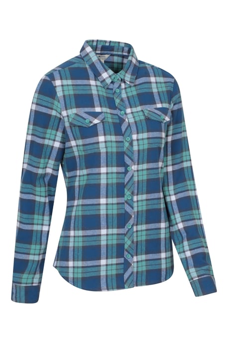 Women's Willow Brushed Flannel Shirt Long Sleeve Breathable Casual Top Blue - Image 2