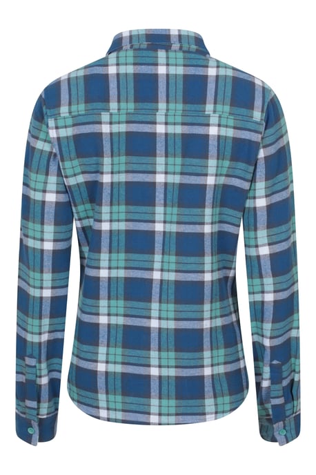 Women's Willow Brushed Flannel Shirt Long Sleeve Breathable Casual Top Blue - Image 3