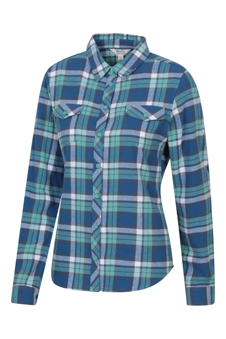 Women's Willow Brushed Flannel Shirt Long Sleeve Breathable Casual Top Blue - Image 4