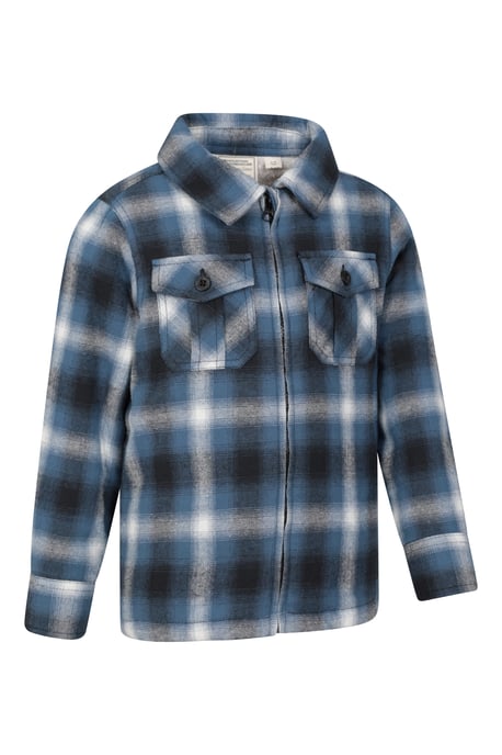 'Stream' Kids Zip Shacket Borg Lined Cosy Warm Everyday Jacket Blue - Image 2