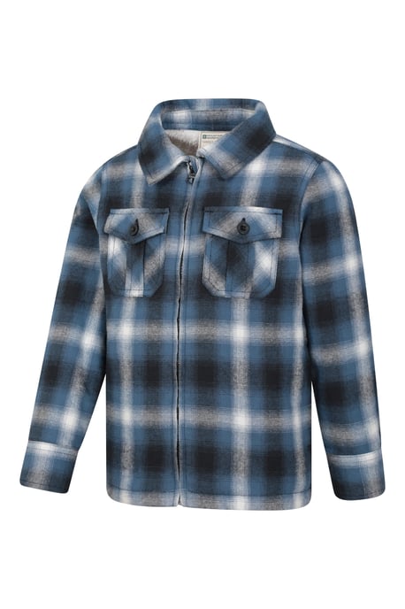 'Stream' Kids Zip Shacket Borg Lined Cosy Warm Everyday Jacket Blue - Image 4