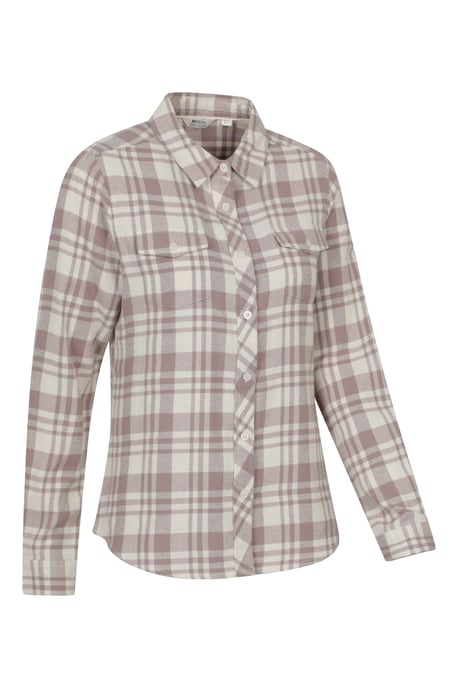Women's Willow Brushed Flannel Shirt Long Sleeve Breathable Casual Top Beige - Image 3