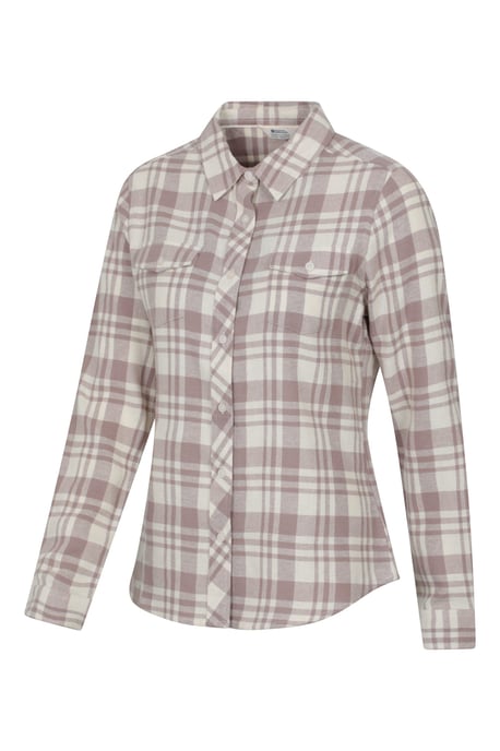 Women's Willow Brushed Flannel Shirt Long Sleeve Breathable Casual Top Beige - Image 5