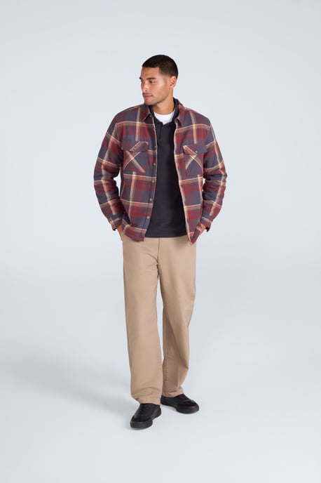 'Tide' Men's Shirt with Front Pockets Fleece Lined Warm Cosy Top Berry - Image 3