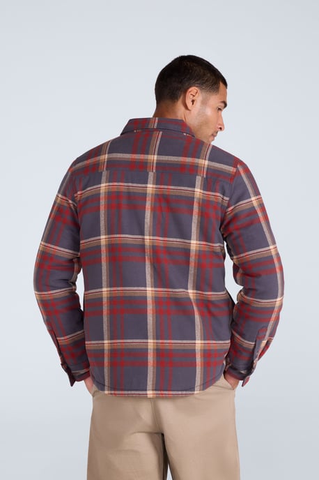'Tide' Men's Shirt with Front Pockets Fleece Lined Warm Cosy Top Berry - Image 5