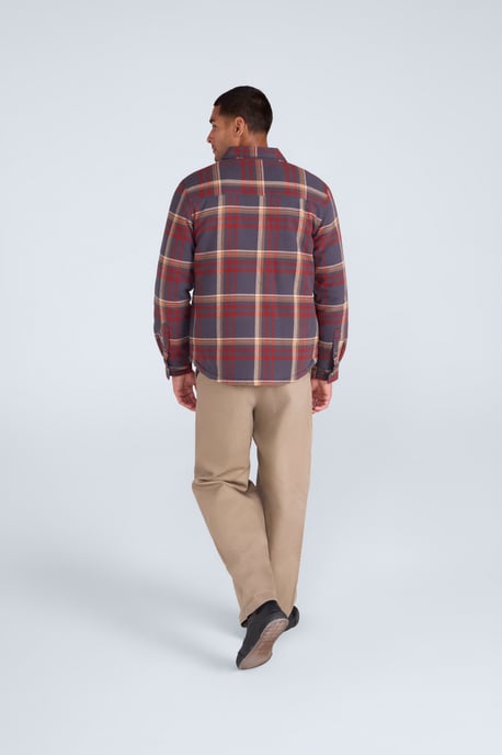 'Tide' Men's Shirt with Front Pockets Fleece Lined Warm Cosy Top Berry - Image 6