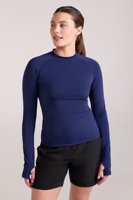 Women's Rash Vest Quick Drying Sun Protection Stretchy Swimming Top Navy - Image 2