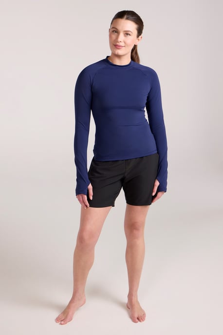 Women's Rash Vest Quick Drying Sun Protection Stretchy Swimming Top Navy - Image 6