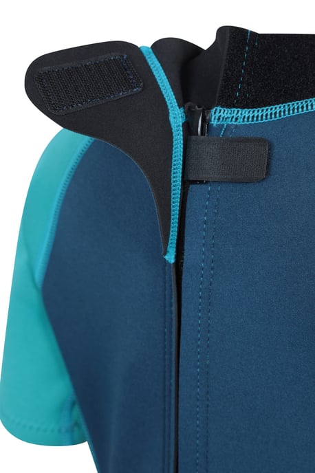 Kids Shorty Wetsuit Neoprene Fabric Flat Seams Surf Diving Swimwear Teal - Image 6