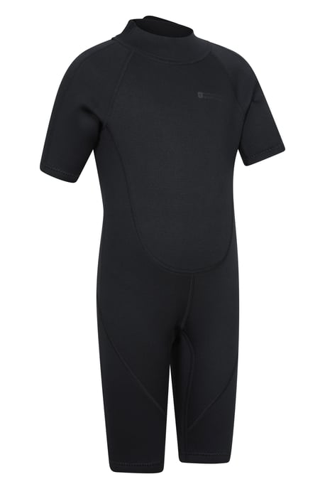 Kids Shorty Wetsuit Neoprene Fabric Flat Seams Surf Diving Swimwear Black - Image 2