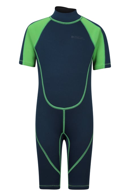 Kids Shorty Wetsuit Neoprene Fabric Flat Seams Surf Diving Swimwear Green - Image 1