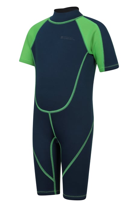Kids Shorty Wetsuit Neoprene Fabric Flat Seams Surf Diving Swimwear Green - Image 3