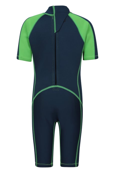 Kids Shorty Wetsuit Neoprene Fabric Flat Seams Surf Diving Swimwear Green - Image 4