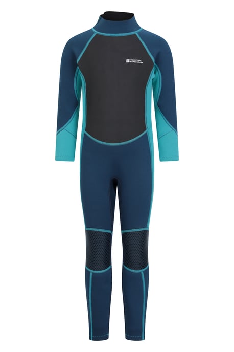 Kids Full Wetsuit Neoprene Fabric Sun Protection Surf Diving Swimwear Teal - Image 2