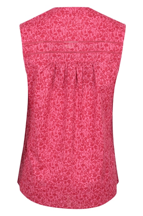 'Petra' Women's Sleeveless Shirt Cotton Button Neck Summer Top Red - Image 4